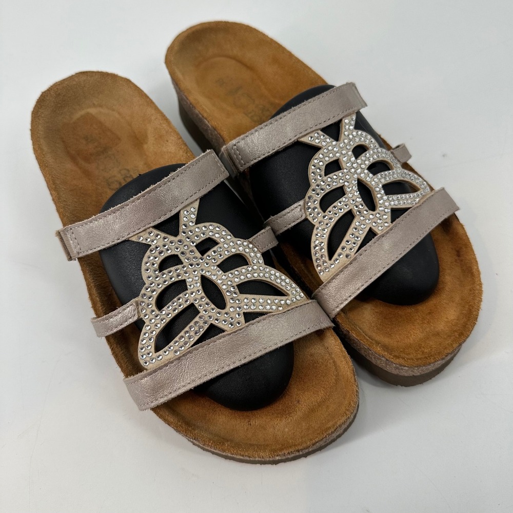 Naot Slides Sandals Rhinestone Metallic EU 38/ US 7–7.5‎